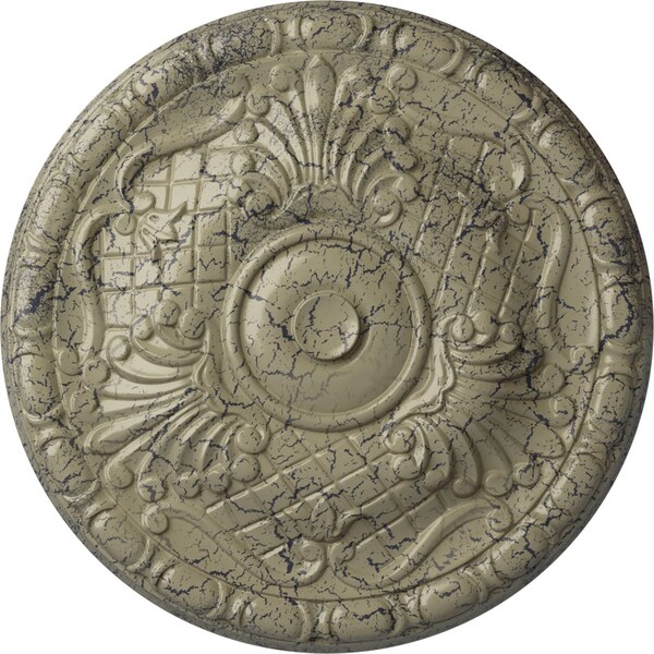 Ekena Millwork Amelia Ceiling Medallion (Fits Canopies up to 4 1/8"), 15 3/4"OD x 5/8"P, Castle Stone Crackle CM16AMCSC - main